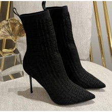Balmain Heel 9.5cm Bicolor stretch knit Skye ankle boots with Balmain monogram 01 2022