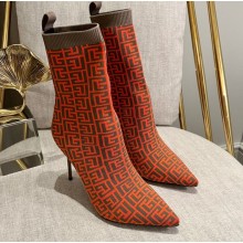 Balmain Heel 9.5cm Bicolor stretch knit Skye ankle boots with Balmain monogram 04 2022