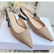 Dior J'Adior Slingback Ballerina Flats in Beige Embroidered Jute Canvas 2022