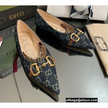 Gucci ballet flats with Horsebit and chain Denim Blue 2022