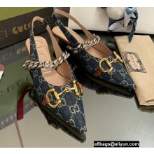 Gucci Slingbacks with Horsebit and chain Denim Blue 2022