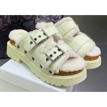 Dior Diorquake Strap Sandals in Calfskin and Shearling White 2022