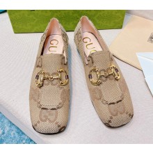Gucci Loafers with Horsebit ‎700064 Jumbo GG Canvas Beige 2022