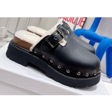 Dior Diorquake Clog in Calfskin and Shearling Black 2022