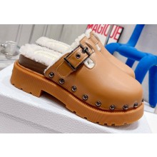 Dior Diorquake Clog in Calfskin and Shearling Brown 2022