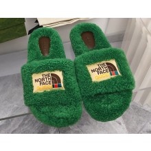 Gucci x The North Face shearling slides Green 2022