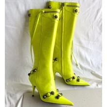 Balenciaga Arena lambskin Cagole Boots Neon Yellow 2022