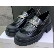 Dior Heel 5.5cm Brushed Calfskin Code Loafers Black 2022