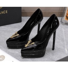 Versace Heel 15.5cm platform 1.5cm Virtus Pumps Patent Black 2022