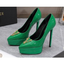 Versace Heel 15.5cm platform 1.5cm Virtus Pumps Patent Green 2022