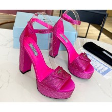 Prada Heel 11.5cm platform 3.5cm Satin sandals with crystals Fuchsia 2022