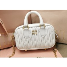 Miu Miu Matelassé nappa leather top-handle mini-bag 5BP077 White 2022