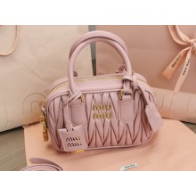 Miu Miu Matelassé nappa leather top-handle Small bag 5BB123 Nude Pink 2022
