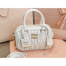 Miu Miu Matelassé nappa leather top-handle Small bag 5BB123 White 2022