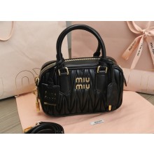 Miu Miu Matelassé nappa leather top-handle Small bag 5BB123 Black 2022