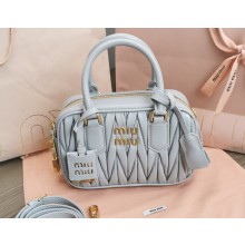 Miu Miu Matelassé nappa leather top-handle Small bag 5BB123 Light Gray 2022