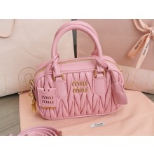 Miu Miu Matelassé nappa leather top-handle Small bag 5BB123 Pink 2022