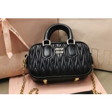 Miu Miu Matelassé nappa leather top-handle mini-bag 5BP077 Black 2022