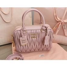 Miu Miu Matelassé nappa leather top-handle Medium bag 5BB124 Nude Pink 2022
