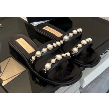 Chanel Pearls Flat Mules Black 2022