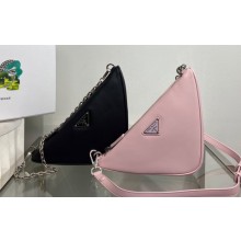 Prada Leather two triangles bag 1BC176 Black/Pink 2022