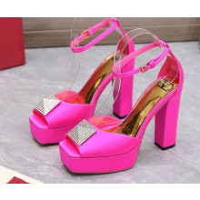 Valentino Heel 13cm platform 3.5cm ONE STUD open-toe Pumps in Satin Fuchsia 2022