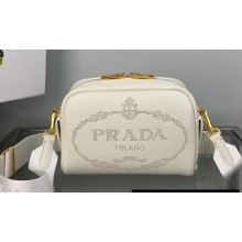 Prada Perforated logo Leather shoulder bag 1BH187 White 2022