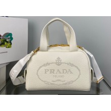 Prada Perforated logo Leather Handbag 1BH078 White 2022