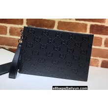 Gucci GG Embossed Pouch Clutch Bag 625569 Black