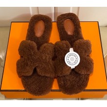 Hermes Woolskin with iconic "H" Oran Sandals Coffee