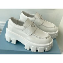 Prada Brushed leather Monolith loafers 1D649M White