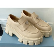 Prada Brushed leather Monolith loafers 1D649M Beige