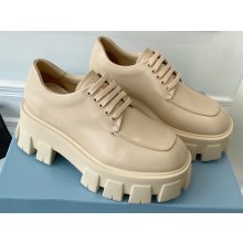 Prada Brushed leather Monolith lace-up loafers 1E708L Beige
