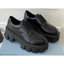 Prada Brushed leather Monolith lace-up loafers 1E708L Black