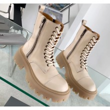 Balenciaga Heel 4.5cm Smooth calfskin Tractor Lace-up boots Beige