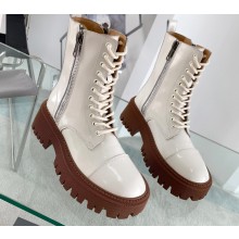 Balenciaga Heel 4.5cm Smooth calfskin Tractor Lace-up boots White