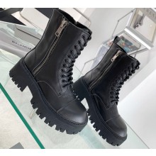 Balenciaga Heel 4.5cm Smooth calfskin Tractor Lace-up boots Black
