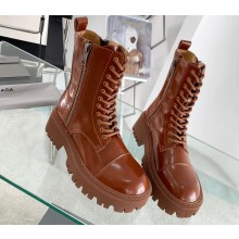 Balenciaga Heel 4.5cm Smooth calfskin Tractor Lace-up boots Caramel