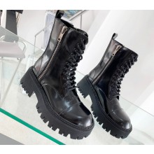 Balenciaga Heel 4.5cm Smooth calfskin Tractor Lace-up boots Brushed Black