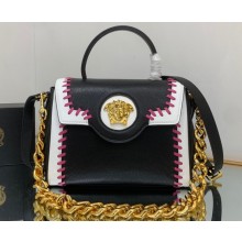 Versace La Medusa Medium Handbag 307 Stitching Black/White/Fuchsia