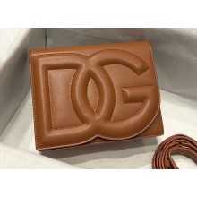 Dolce & Gabbana Calfskin Logo crossbody bag Brown