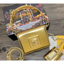 Dolce & Gabbana Small patent leather shoulder bag Gold with DG fastening