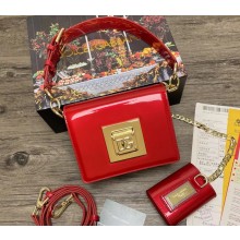 Dolce & Gabbana Small patent leather shoulder bag Red with DG fastening