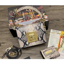 Dolce & Gabbana Small leather shoulder bag with DG fastening Python Print Gray