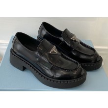 Prada Chocolate brushed leather loafers 1D246M Black