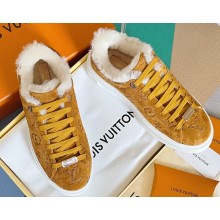 Louis Vuitton Monogram-embossed suede calf leather and shearling Time Out Sneakers Brown 2022