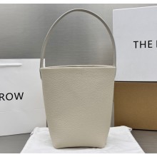 The Row Small N/S Park Tote Bag in Grained Leather 1822 White
