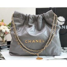Chanel Calfskin CHANEL 22 Small Handbag AS3260 Gray/Gold 2022