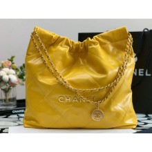 Chanel Calfskin CHANEL 22 Medium Handbag AS3261 Yellow/Gold 2022