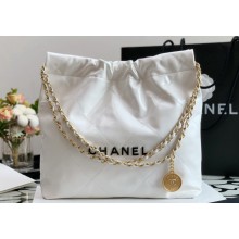 Chanel Calfskin CHANEL 22 Small Handbag AS3260 White/Lacquered Metal 2022